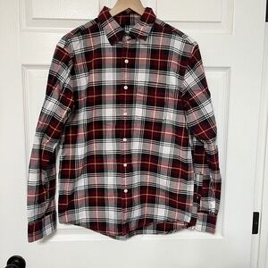 American Eagle Mens Plaid Flannel Shirt Classic Fit Medium‎ Red White